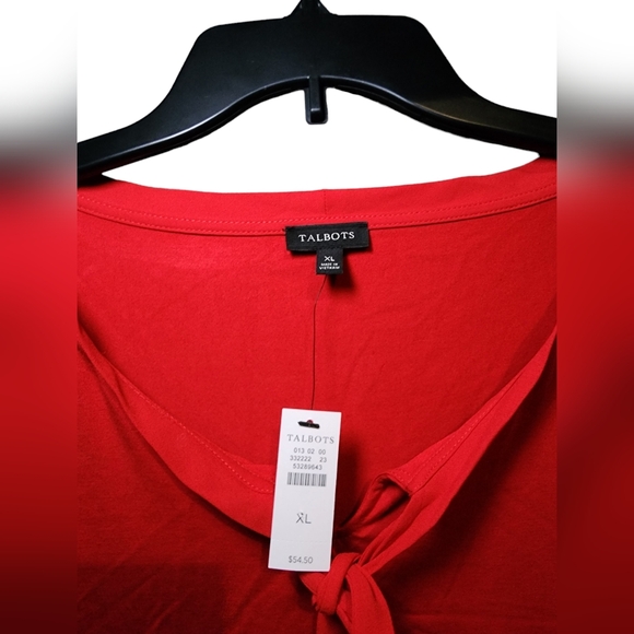 Talbot's red short sleeve blouse, size XL, nwt, flowy, v neck - Picture 5 of 5